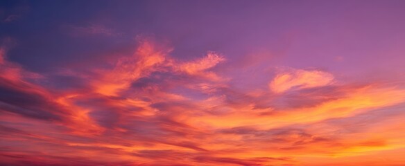 Obraz premium The beautiful sunset painting the sky with vibrant colors and serene clouds