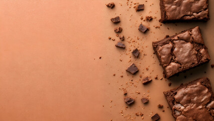 Chocolate brownies. close-up of brownies.  brownie pieces top view