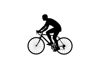 Fototapeta premium Time Flies Cyclist Silhouette on Clock Wheels Bicycle Night Ride Urban Cycling Midnight Commute on transparent background