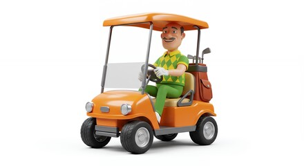 Fototapeta premium Cartoon golf cart with driver