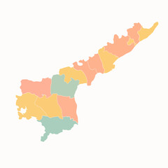 Colorful Andhra Pradesh District Map On White