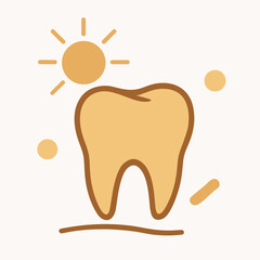 Healthy Tooth Icon With Sun And Shine