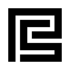 Alphabet letter PS with rectangle  monogram logo vector design