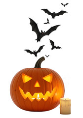 Naklejka premium A halloween pumpkin on a white transparent background