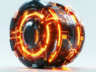 Futuristic orb glows orange