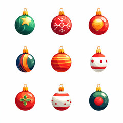 Collection of colorful Christmas ornaments