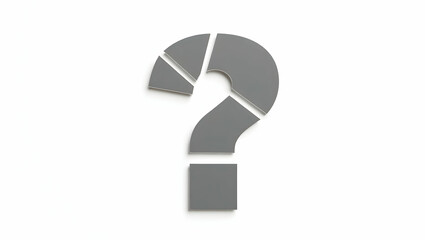 Question icon A question mark made of broken mirror, designed in sharp-edged style, shown in fragmented on a pure white background