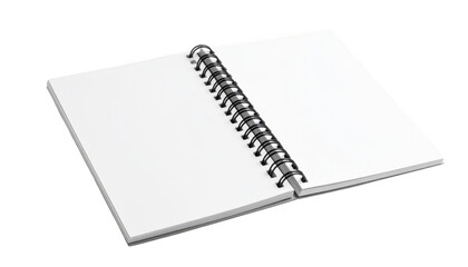 Blank open spiral bound notebook isolated on transparent background