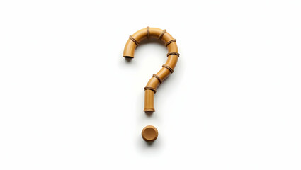 Naklejka premium Question icon A question mark made of woven bamboo, designed in zen minimal style, shown in grid-style on a pure white background