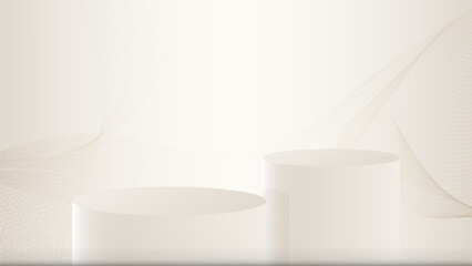 Cube podium product display stage minimal with wave line background