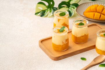 Mango Mousse Dessert in Glass Cups
