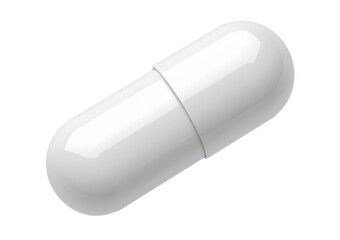 white capsule pill isolated on white background.