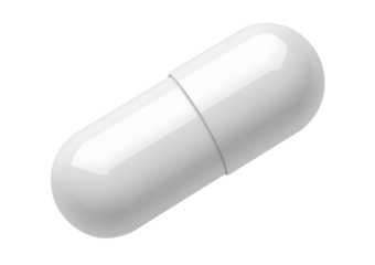 white capsule pill isolated on white background.