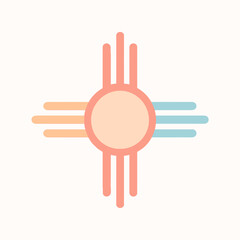 Minimal Zia Sun Symbol With Pastel Colors