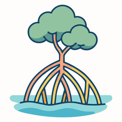 Mangrove Tree Growing In Coastal Water