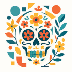 Colorful Floral Skull For Day Of The Dead