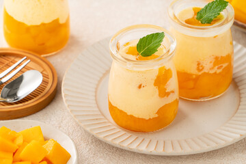Mango Mousse Dessert in Glass Cups