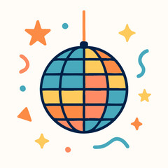 Colorful Disco Ball With Party Confetti
