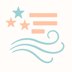 Abstract American Flag Waves With Stars