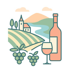 Wine Country Vineyard With Hills And Grapes