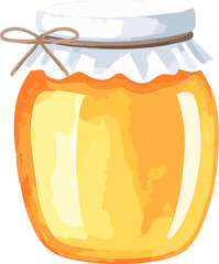 Honey jar watercolor baking tools and ingredients vector illustration