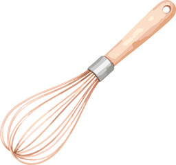 Whisk watercolor baking tools and ingredients vector illustration