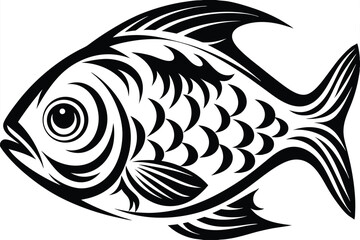 Obraz premium Bold tribal style fish swimming shows a captivating artistic expression in black and white