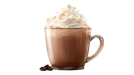 Hot Chocolate with Whipped Cream, isolated on transparent background