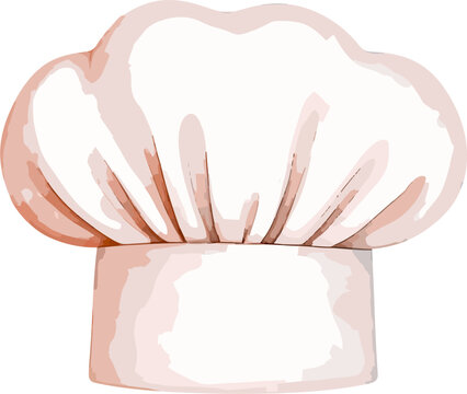 Chef hat watercolor baking tools and ingredients vector illustration