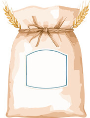 Flour sack watercolor baking tools and ingredients vector illustration