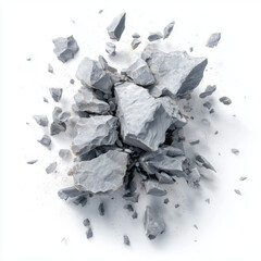 Shattered Rocks - Nature's Raw Power , white background cut out PNG