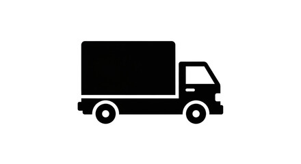 Simple outline drawing of a delivery truck isolated on transparent background