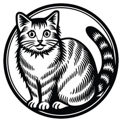 Set of black cats. Collection of silhouette of funny cats in different poses. Vector illustration isolated on white background. Drawing with children.