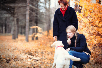 Fototapeta premium Young girl on a walk in the autumn