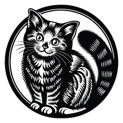 Spooky Black Cat Vector Illustration
