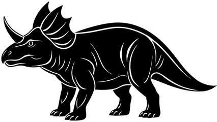 Obraz premium Triceratops Dinosaur Clipart – Horned Prehistoric Silhouette Vector Art