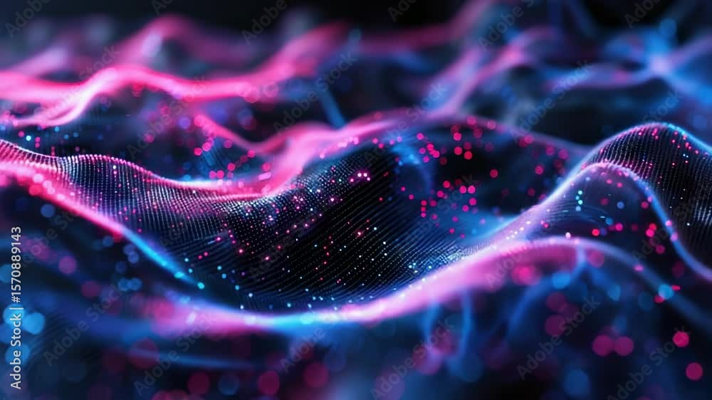 Wall mural cosmic waves of light on a dark background, perfect for science or technology concepts