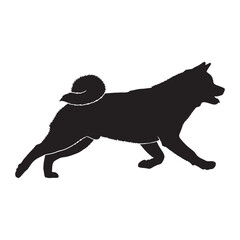 Proud Akita digital black form, making a strong visual impact in any design - Akita silhouette - Akita Vector - Silhouette of Akita - dog silhouette

