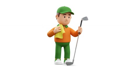 Cartoon golfer holding golf club