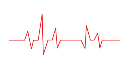 Red electrocardiogram line graph displaying heart activity and health monitoring PNG on transparent background. Heartbeat line symbol vector.