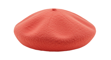 Radiant Coral-Red Velvet Beret A French Classic Reimagined Background PNG