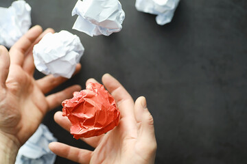 Colored pieces of paper. The concept of creativity and the formation of ideas. Creative thinking....