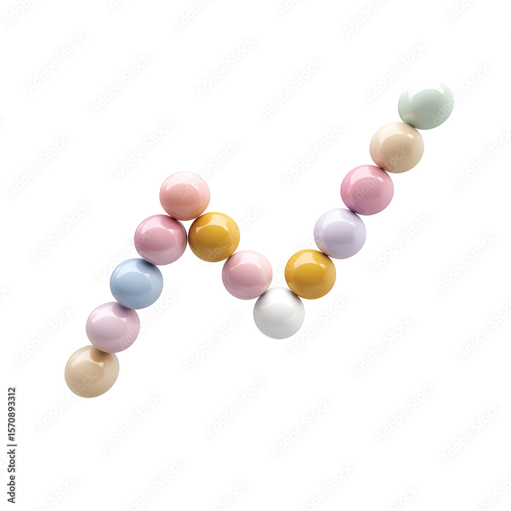 Aufkleber Pastel colored connected dots creating a dynamic zigzag chart design on a centered axis with a smooth soft surface and a clean minimal aesthetic