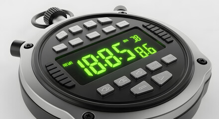 Close-up View of a Digital Stopwatch Displaying Precise Timing, Essential for Sports Training and Time Management