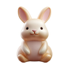 Obraz premium Adorable 3D clay style icon of a soft smooth and minimal sitting bunny rabbit in a pastel color palette against a clean white background