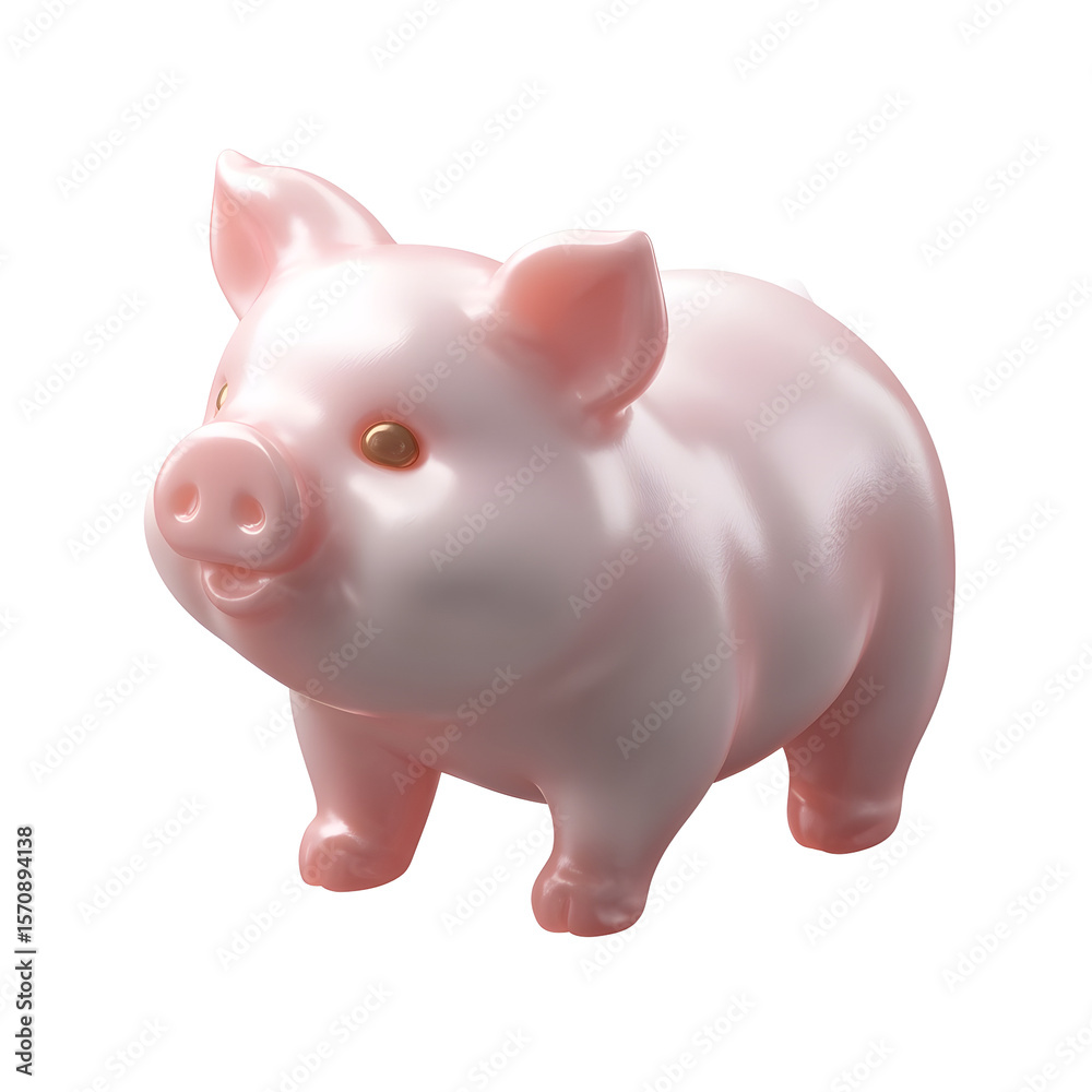 Aufkleber A cute 3D ceramic piglet figurine with a pastel pink color smooth and glossy surface and a simple minimal design