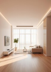 Fototapeta premium Bright and minimalist empty apartment interior Empty room interior design architecture blank design room