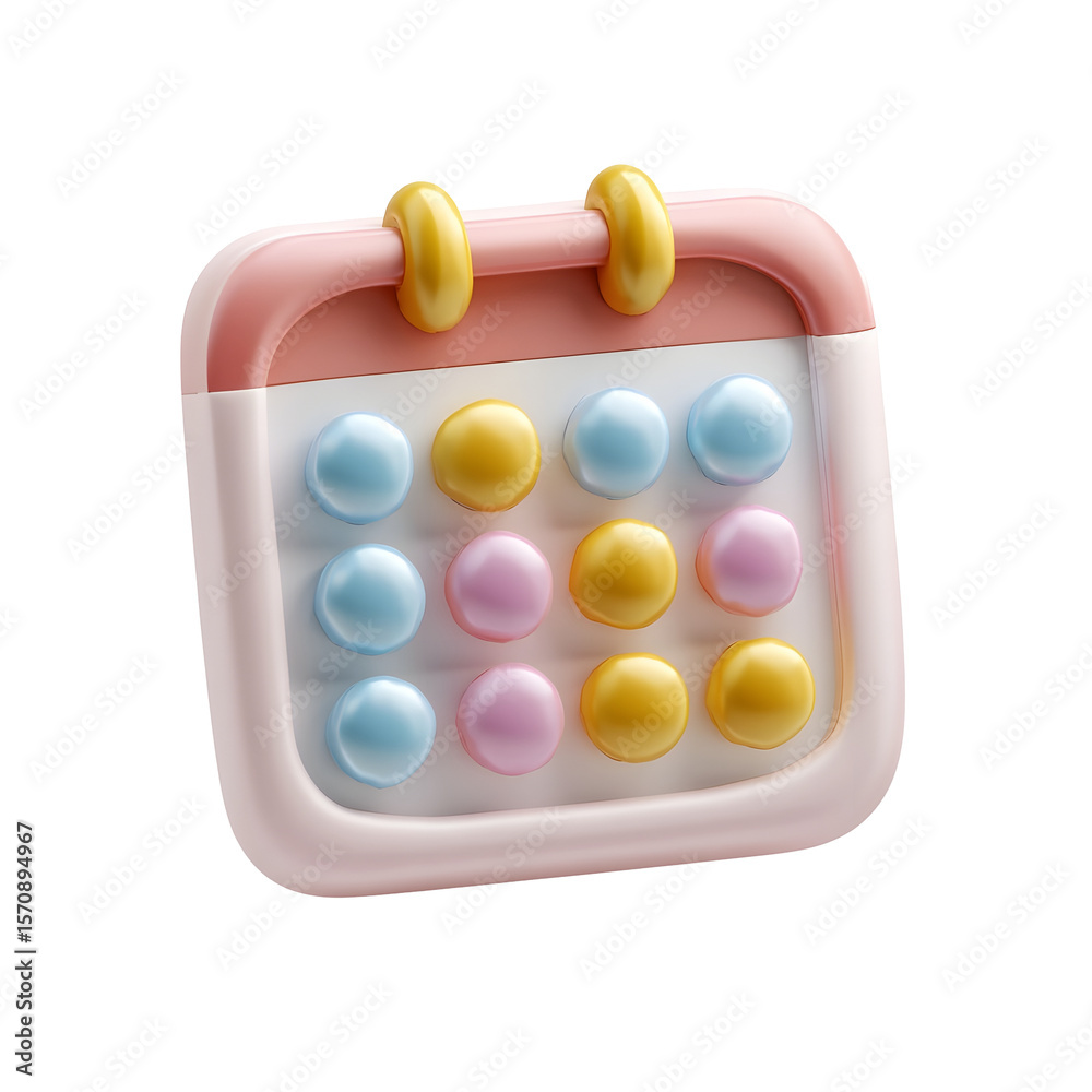 Aufkleber A pastel colored calendar icon with a minimal clean design and smooth clay style surface