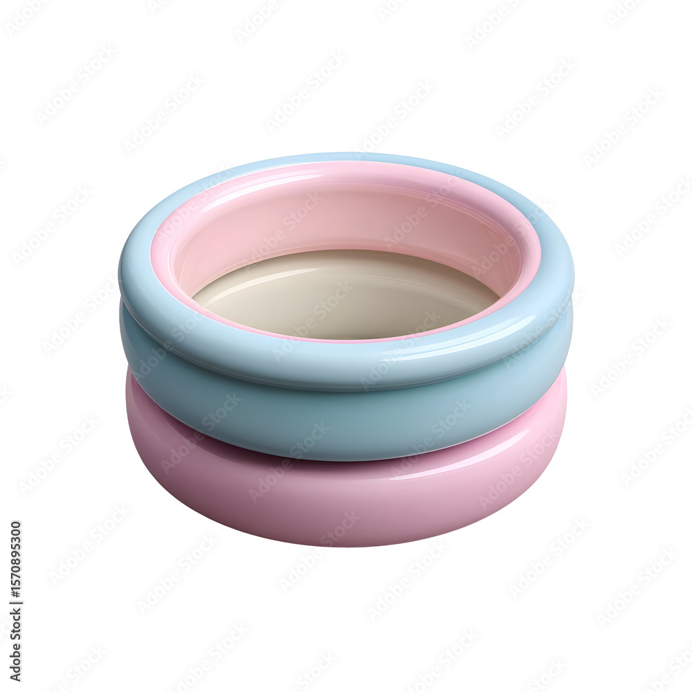 Aufkleber 3D clay style icon of a pastel colored spa tub or bath with a soft smooth surface and a minimal centered design on a white background