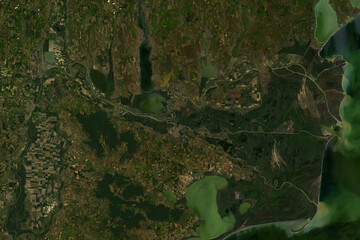 Satellite image of the Danube Delta, the second largest river delta in Europe - contains modified USGS/NASA Landsat Data (2025)